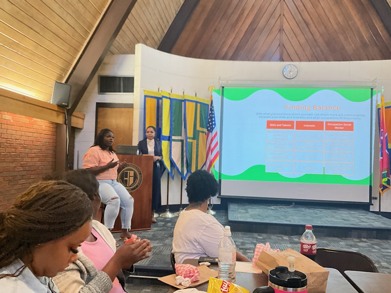Women With Vision, Inc. hosted a community workforce development workshop to empower individuals with skills and resources for career growth. Pictured above are Caity Southall, COO and Co-founder of WWV, and Jasmine Bryant, CEO and Co-founder of WWV, leading the session and engaging with participants.